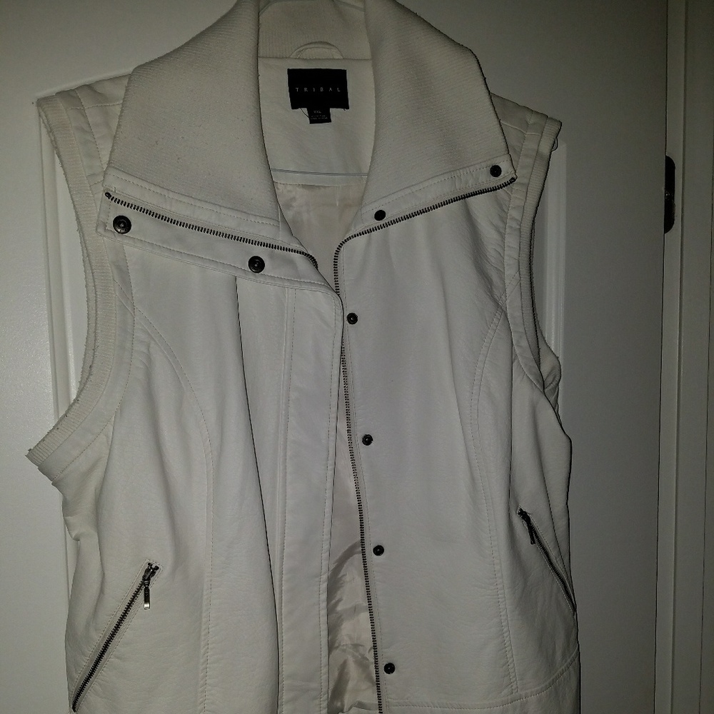 Tribal Brand white leather vest